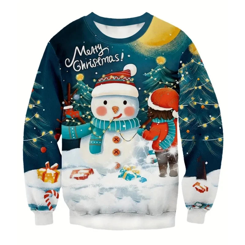 Fashion Santa Claus Print Men's Sweatshirts Cartoon