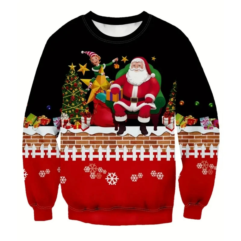 Fashion Santa Claus Print Men's Sweatshirts Cartoon