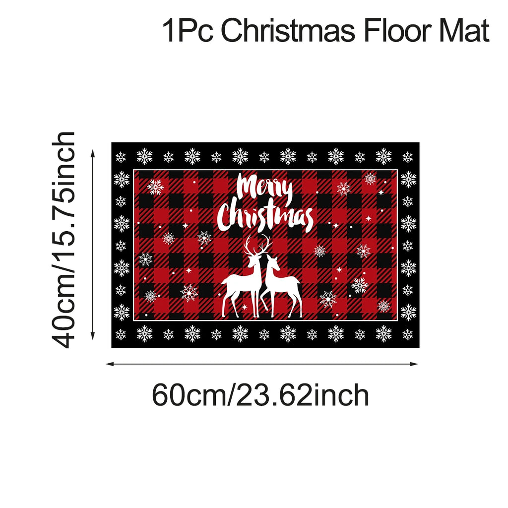 Christmas Kitchen Floor Mats, Plaid Pattern Kitchen Runner Rug