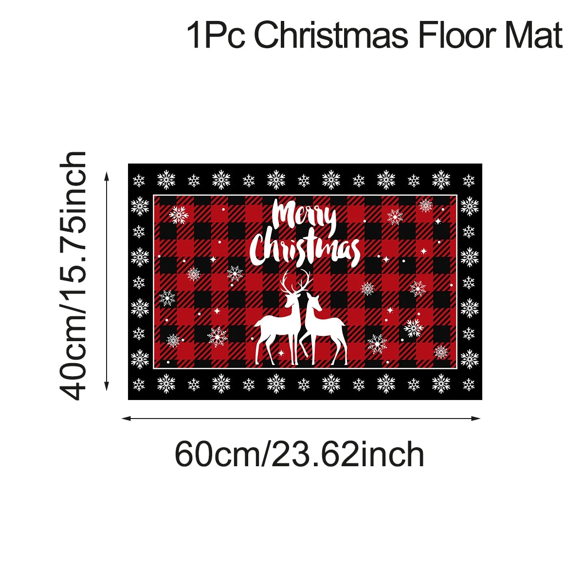 Christmas Kitchen Floor Mats, Plaid Pattern Kitchen Runner Rug