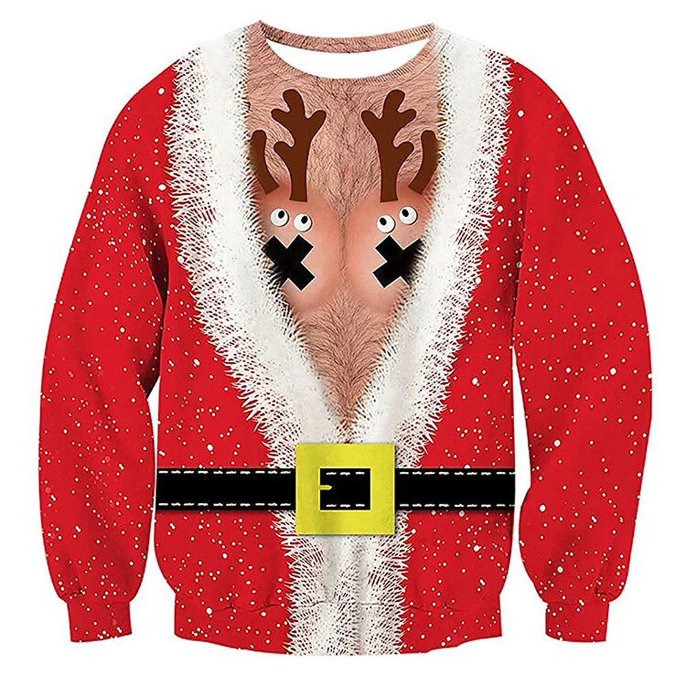 Fashion Santa Claus Print Men's Sweatshirts Cartoon