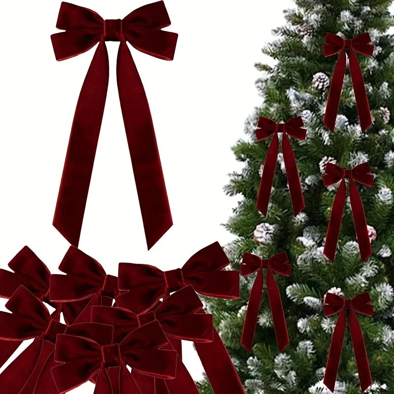 10 Red Velvet Christmas Tree Bows