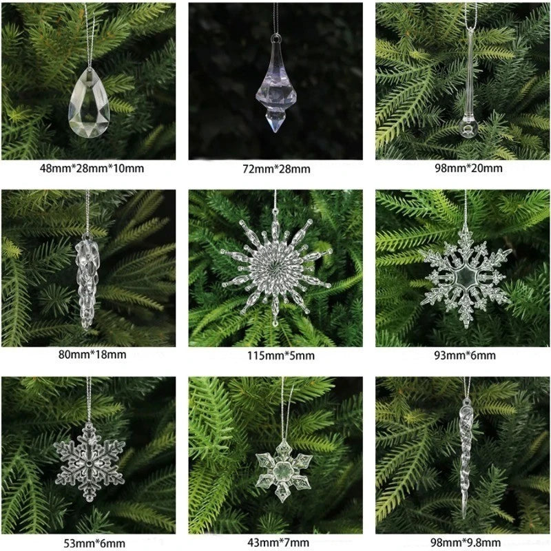 10Pcs Crystal Snowflake Icicle Christmas Decorations