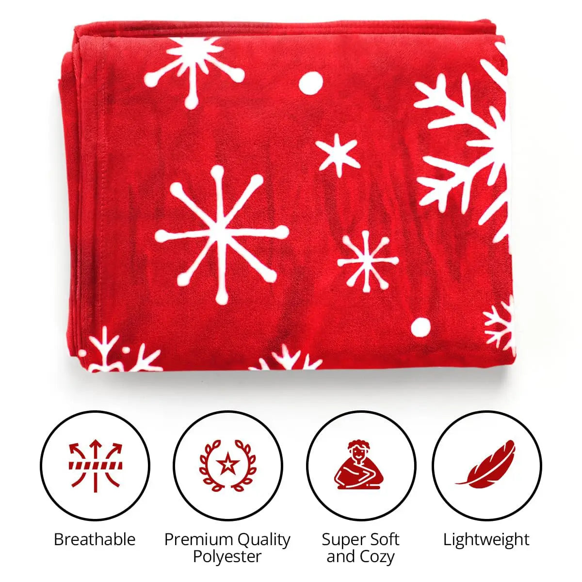 Christmas red snowflakes Printed Blanket for Sofa