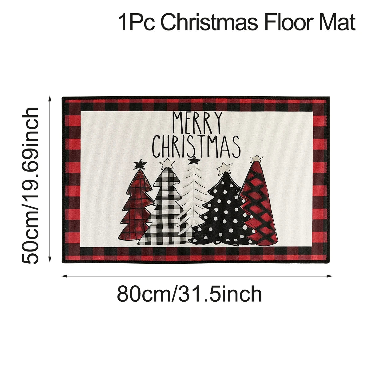 Christmas Kitchen Floor Mats, Plaid Pattern Kitchen Runner Rug