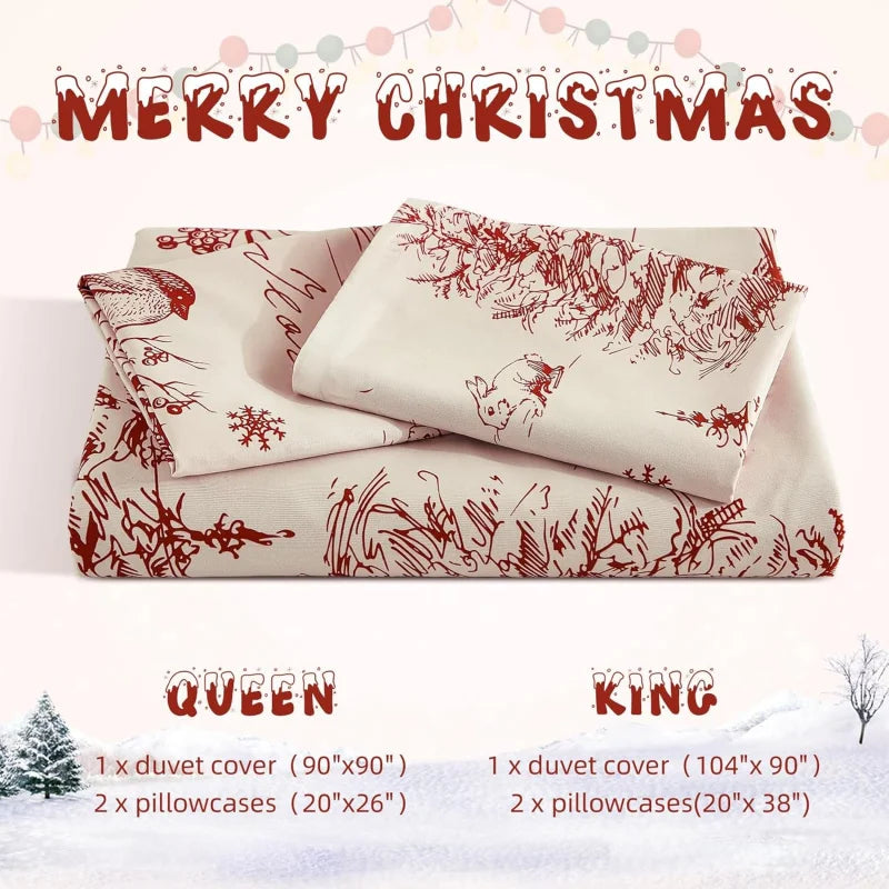 3-piece Set Of Red Countryside Christmas bedding