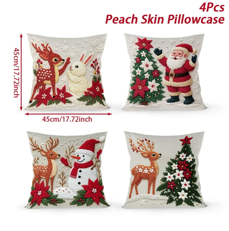 4pcs Merry Christmas Cushion Cover Home Decorations