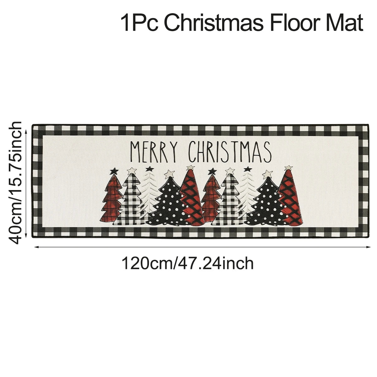 Christmas Kitchen Floor Mats, Plaid Pattern Kitchen Runner Rug
