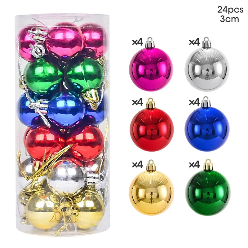 24/36Pcs Christmas Decoration 3/4CM Balls Hanging Christmas