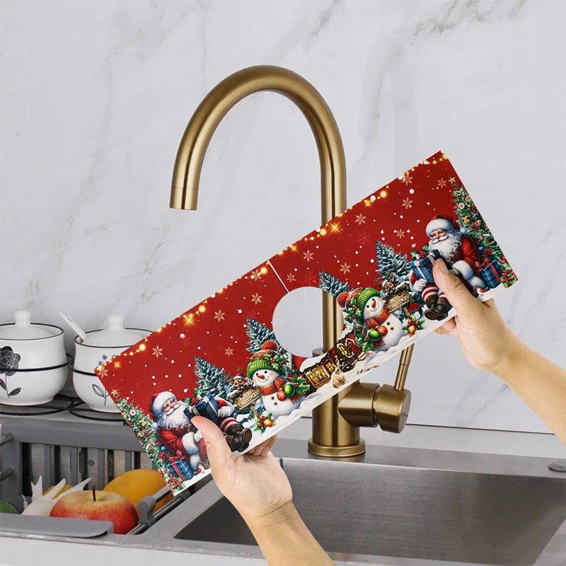 Christmas Kitchen Absorbent Mat Sink Faucet Mats