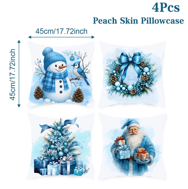 4pcs Merry Christmas Cushion Cover Home Decorations