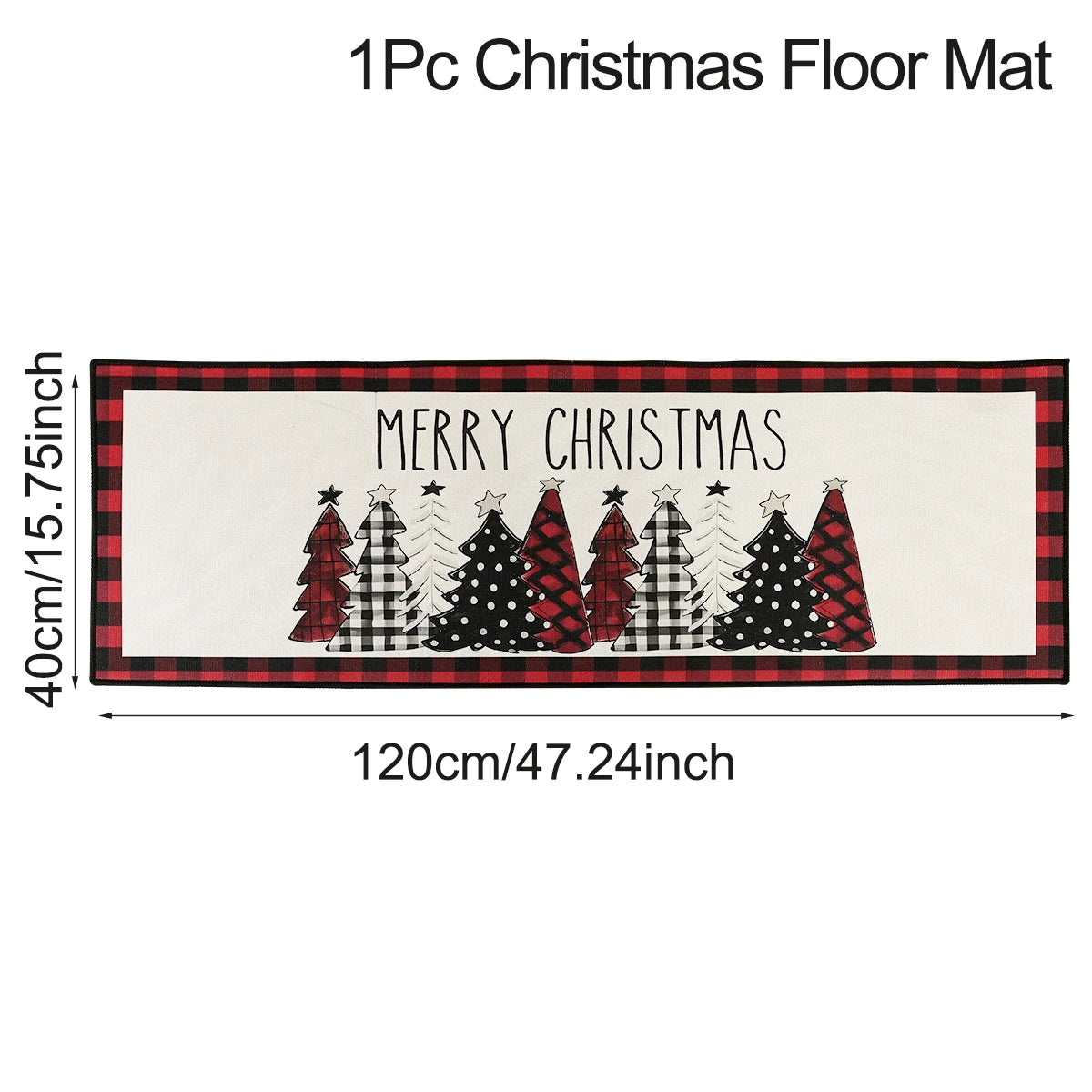Christmas Kitchen Floor Mats, Plaid Pattern Kitchen Runner Rug