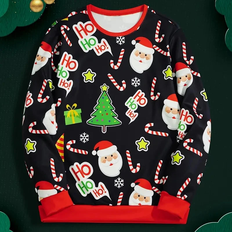 Fashion Santa Claus Print Men's Sweatshirts Cartoon