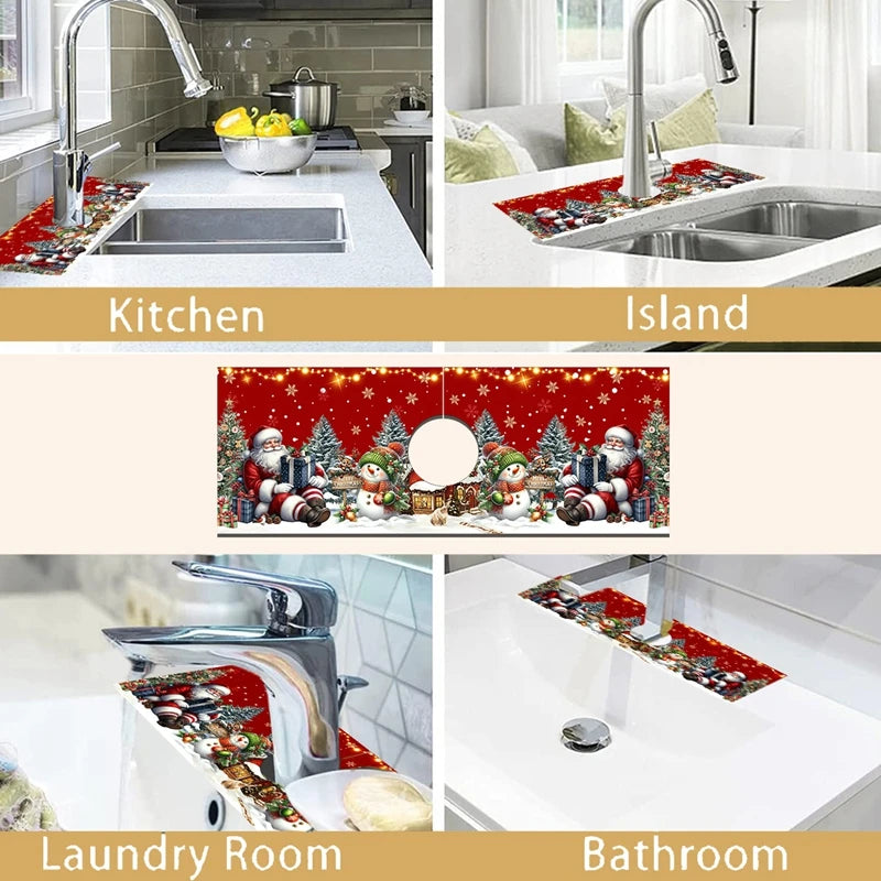 Christmas Kitchen Absorbent Mat Sink Faucet Mats
