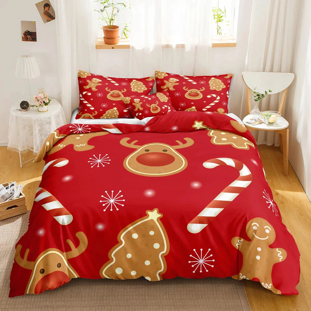 Red Christmas Duvet Cover Bedding Sets Snowflake Duvet Cover