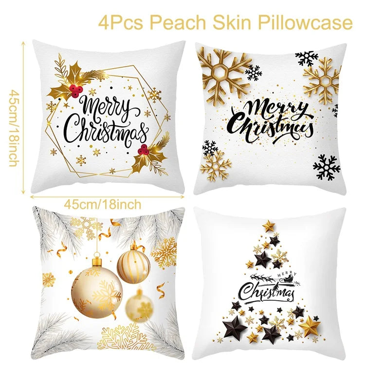 4pcs Merry Christmas Cushion Cover Home Decorations