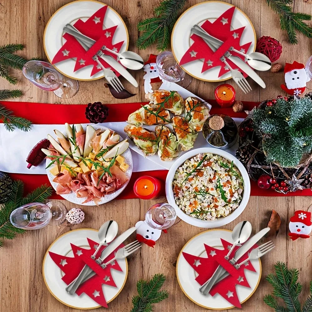 Felt Fork and Spoon Bag Set, Suitable for Christmas