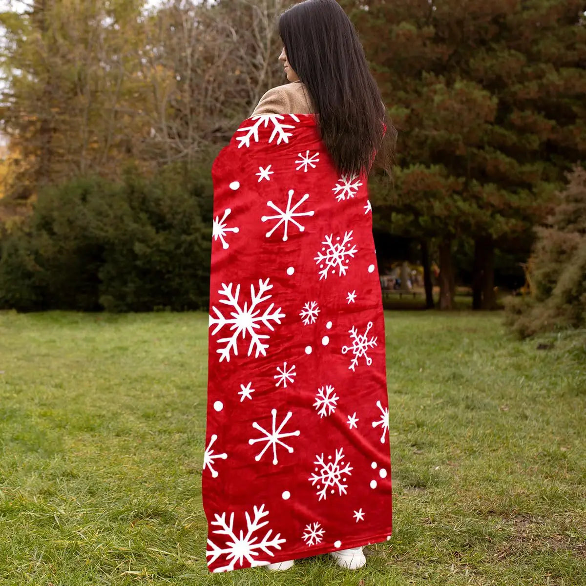 Christmas red snowflakes Printed Blanket for Sofa