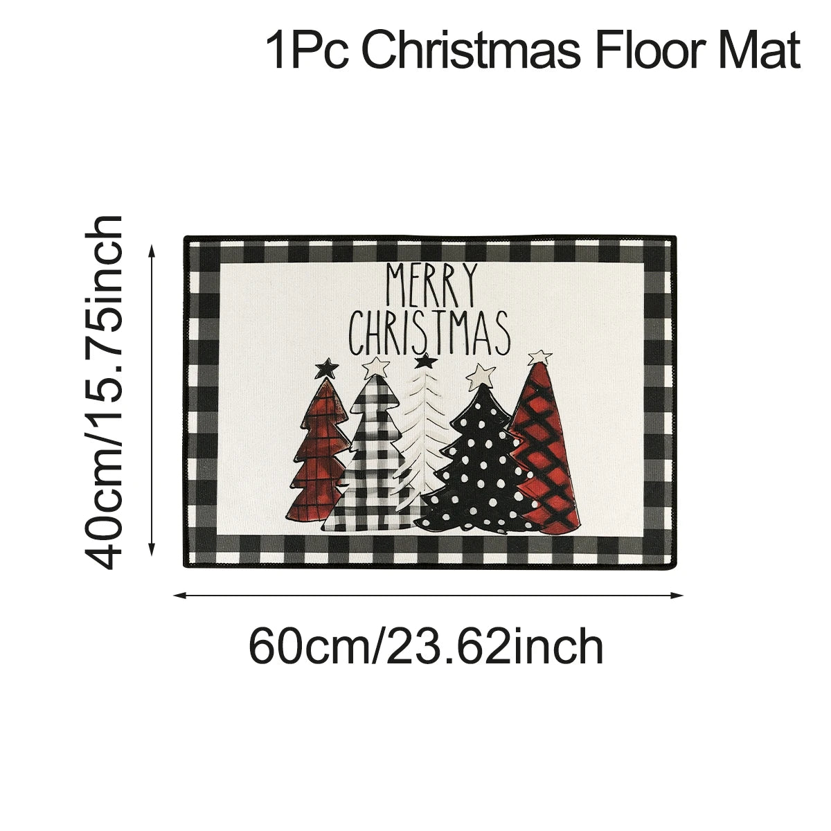 Christmas Kitchen Floor Mats, Plaid Pattern Kitchen Runner Rug