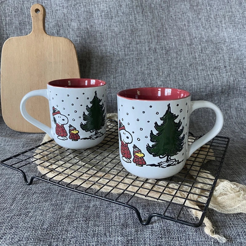 3D Relief Snoopy Christmas Mug 450ml Large Ceramic Coffee Cup
