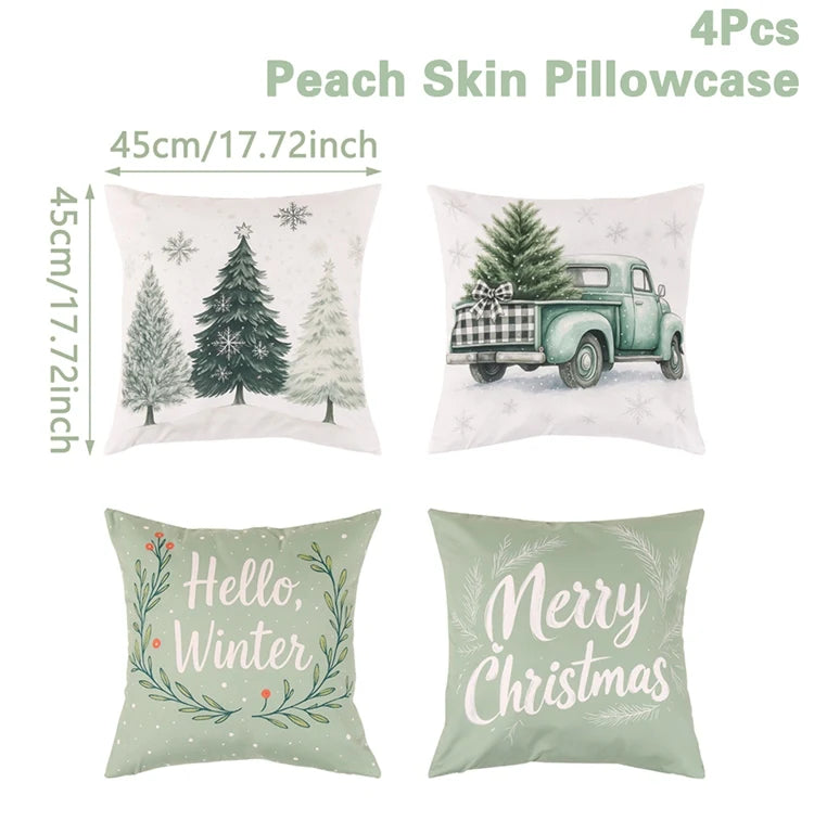 4pcs Merry Christmas Cushion Cover Home Decorations