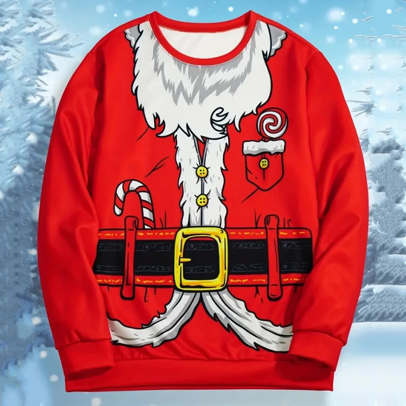 Fashion Santa Claus Print Men's Sweatshirts Cartoon