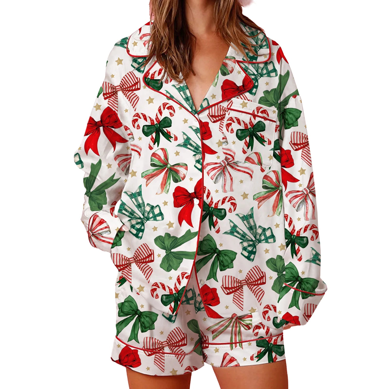 Women s Festive Holiday Pajama Set with Long Sleeve