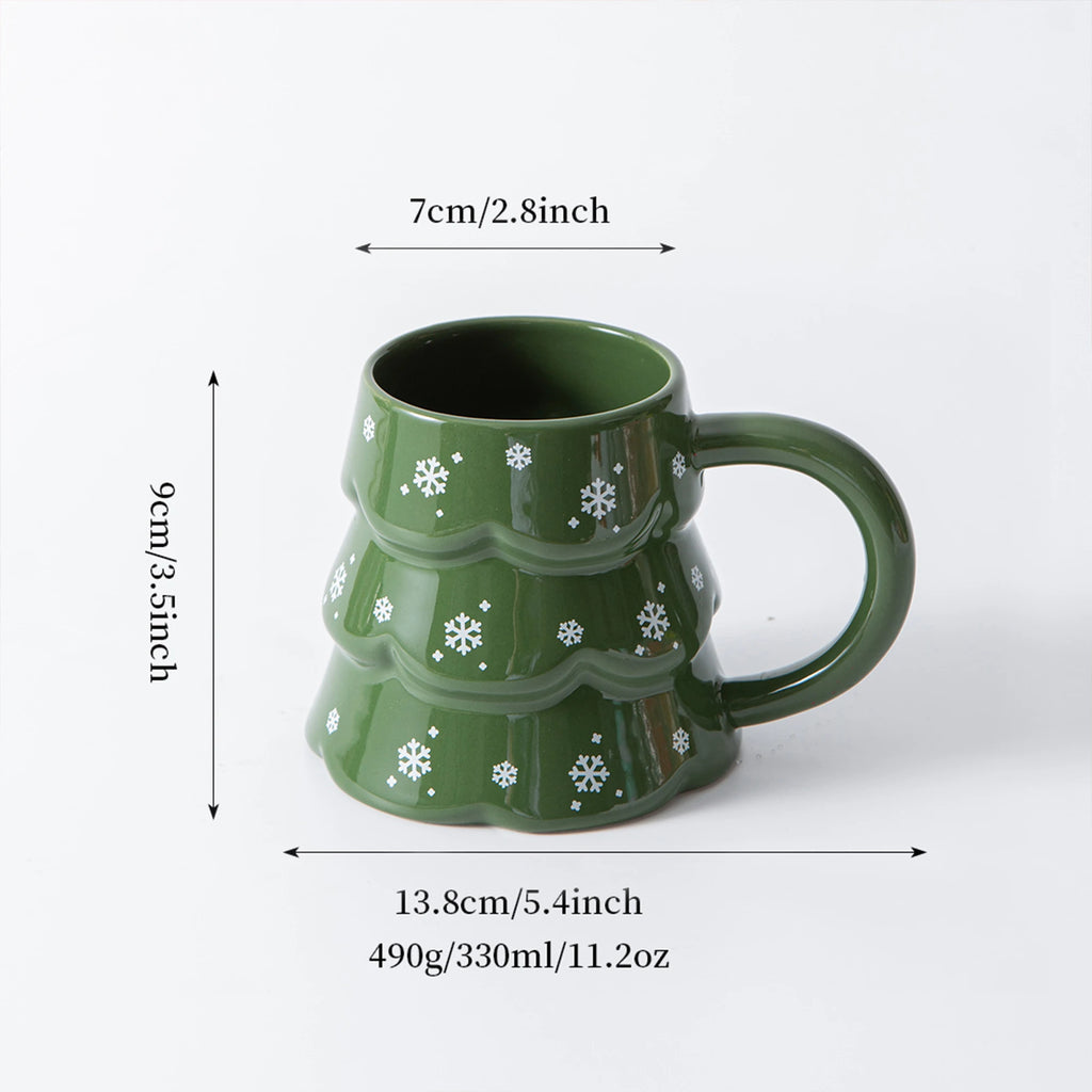 1PC Christmas Tree Shaped Mug Creative Ceramic Coffee Cup