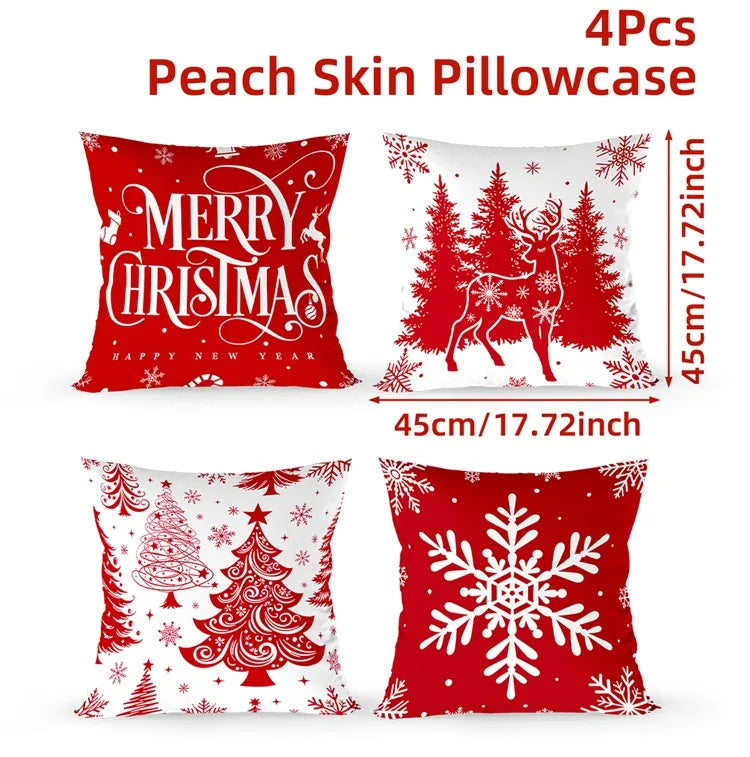 4pcs Merry Christmas Cushion Cover Home Decorations