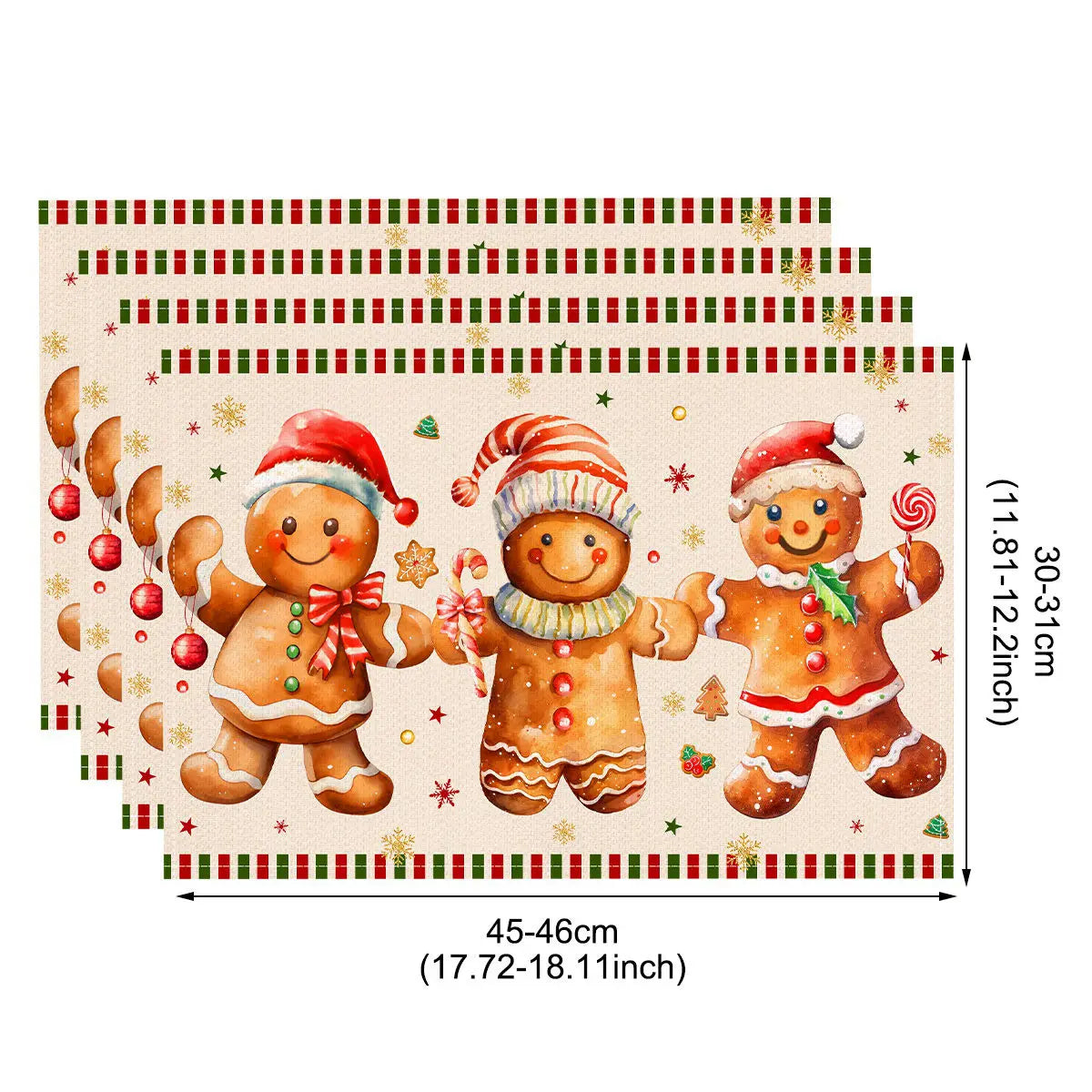 1/4pcs Linen Christmas Placemats Santa Claus Printed Christmas Decorations