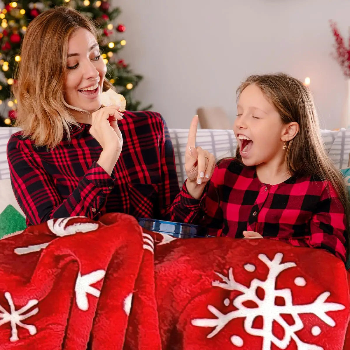 Christmas red snowflakes Printed Blanket for Sofa