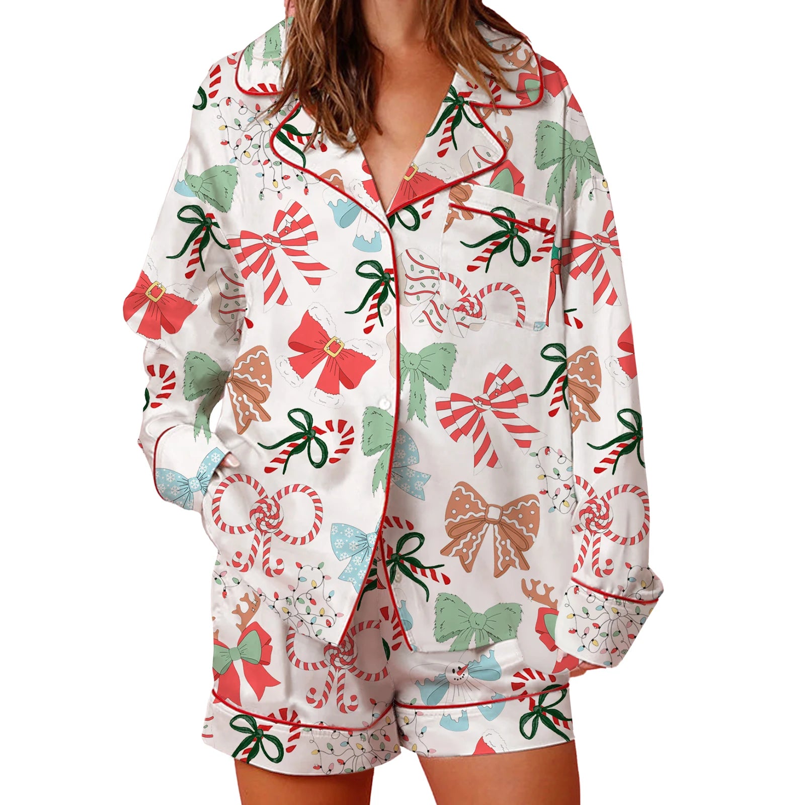 Women s Festive Holiday Pajama Set with Long Sleeve