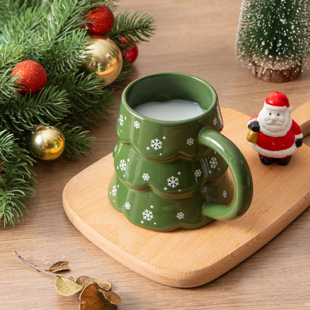 1PC Christmas Tree Shaped Mug Creative Ceramic Coffee Cup