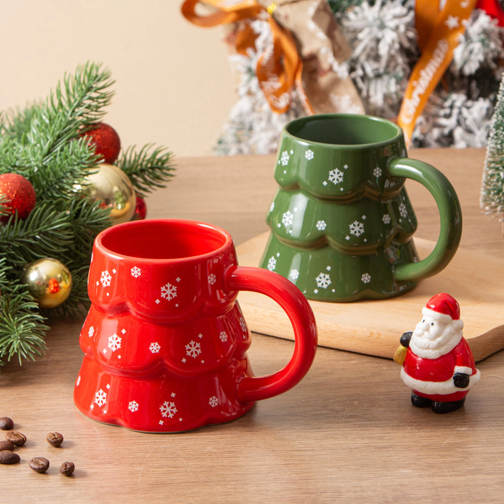 1PC Christmas Tree Shaped Mug Creative Ceramic Coffee Cup