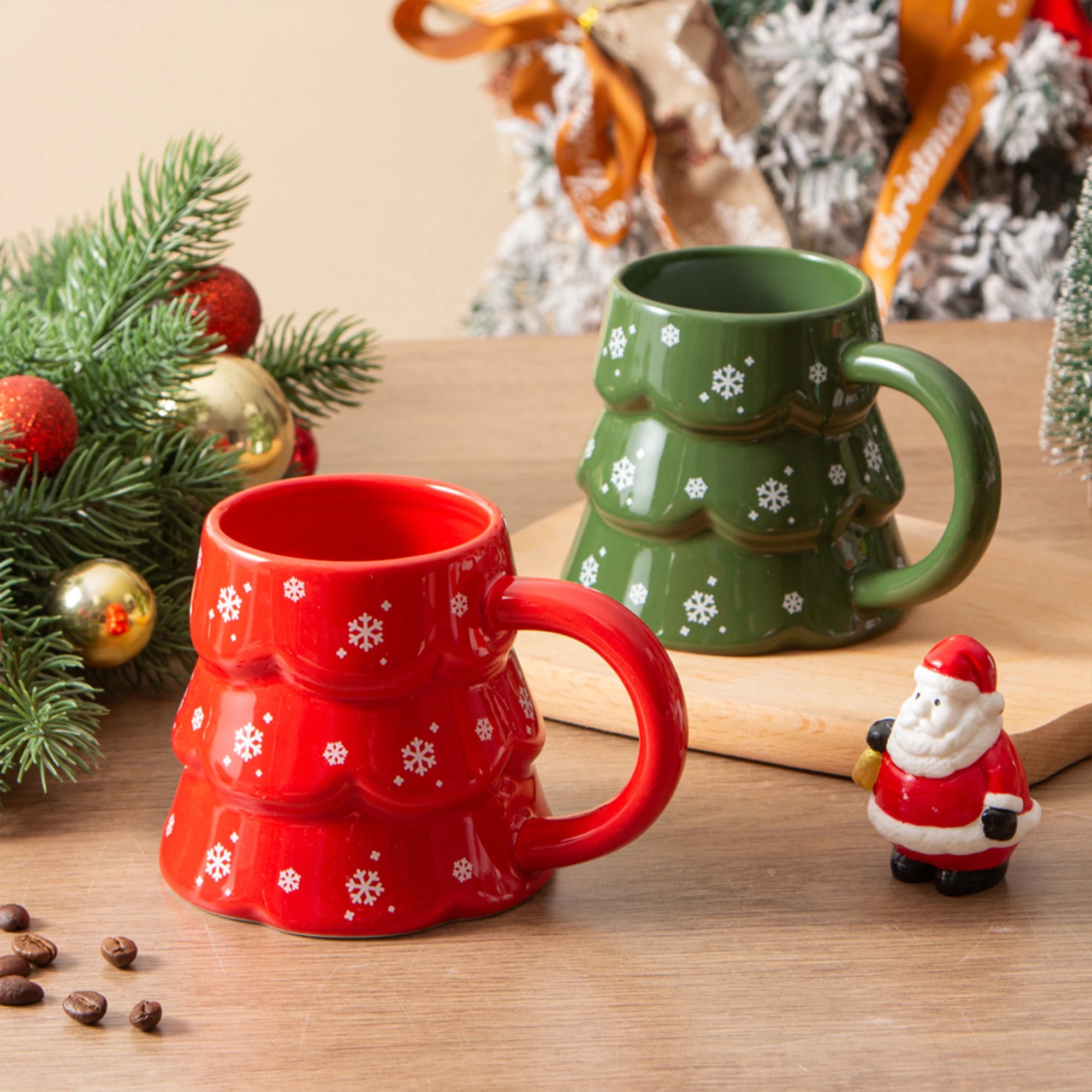 1PC Christmas Tree Shaped Mug Creative Ceramic Coffee Cup