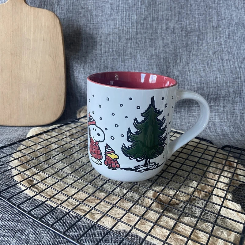 3D Relief Snoopy Christmas Mug 450ml Large Ceramic Coffee Cup