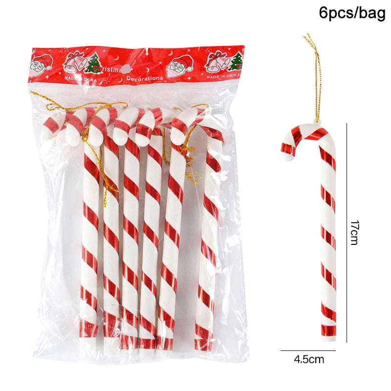 6pcs Christmas Lollipop Candy Cane Pendant