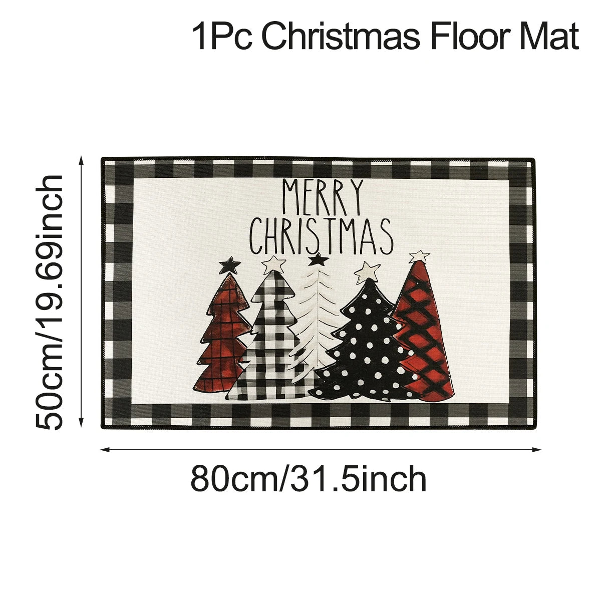 Christmas Kitchen Floor Mats, Plaid Pattern Kitchen Runner Rug