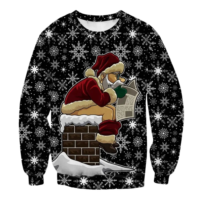 Fashion Santa Claus Print Men's Sweatshirts Cartoon