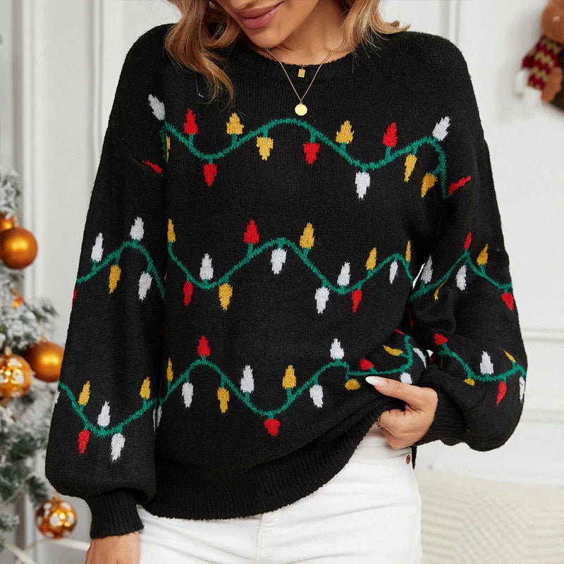Christmas Sweater Fashion Women's Clothing Explosion Lights Sweet Pullover