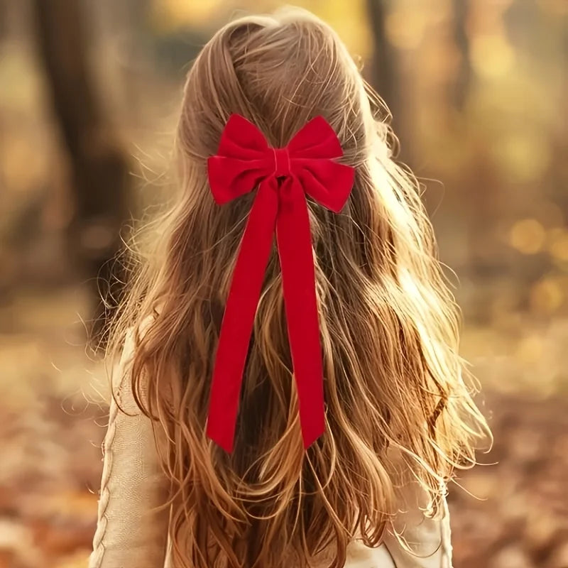 10 Red Velvet Christmas Tree Bows