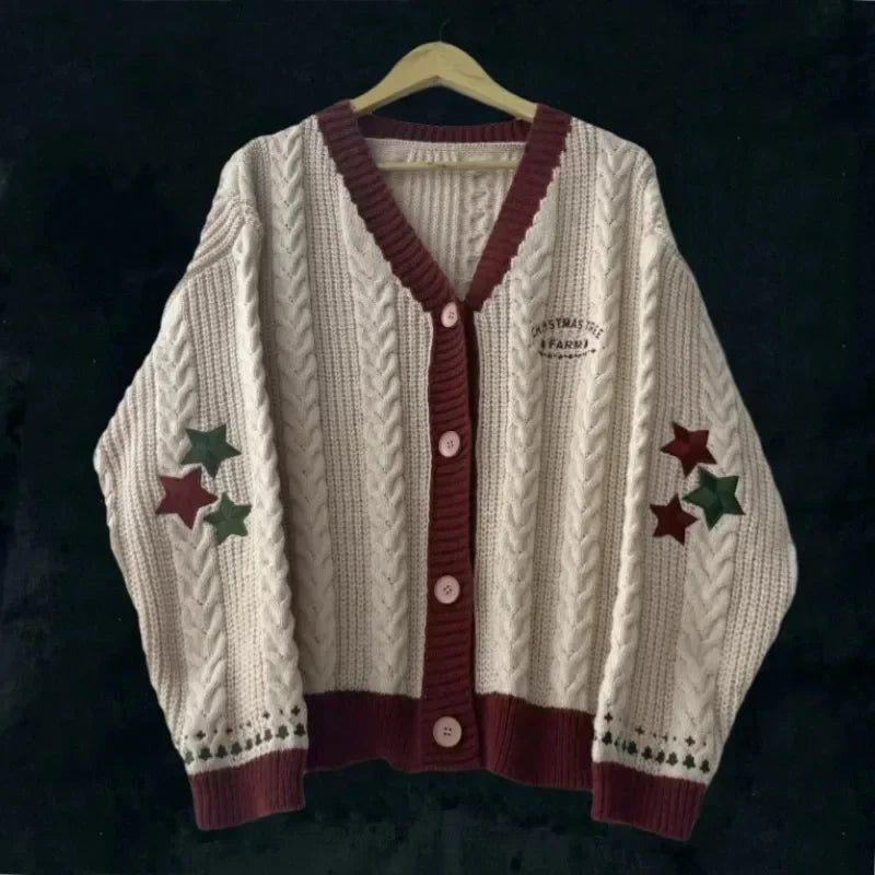 Christmas Tree Women Cardigan Autumn Winter Knitted