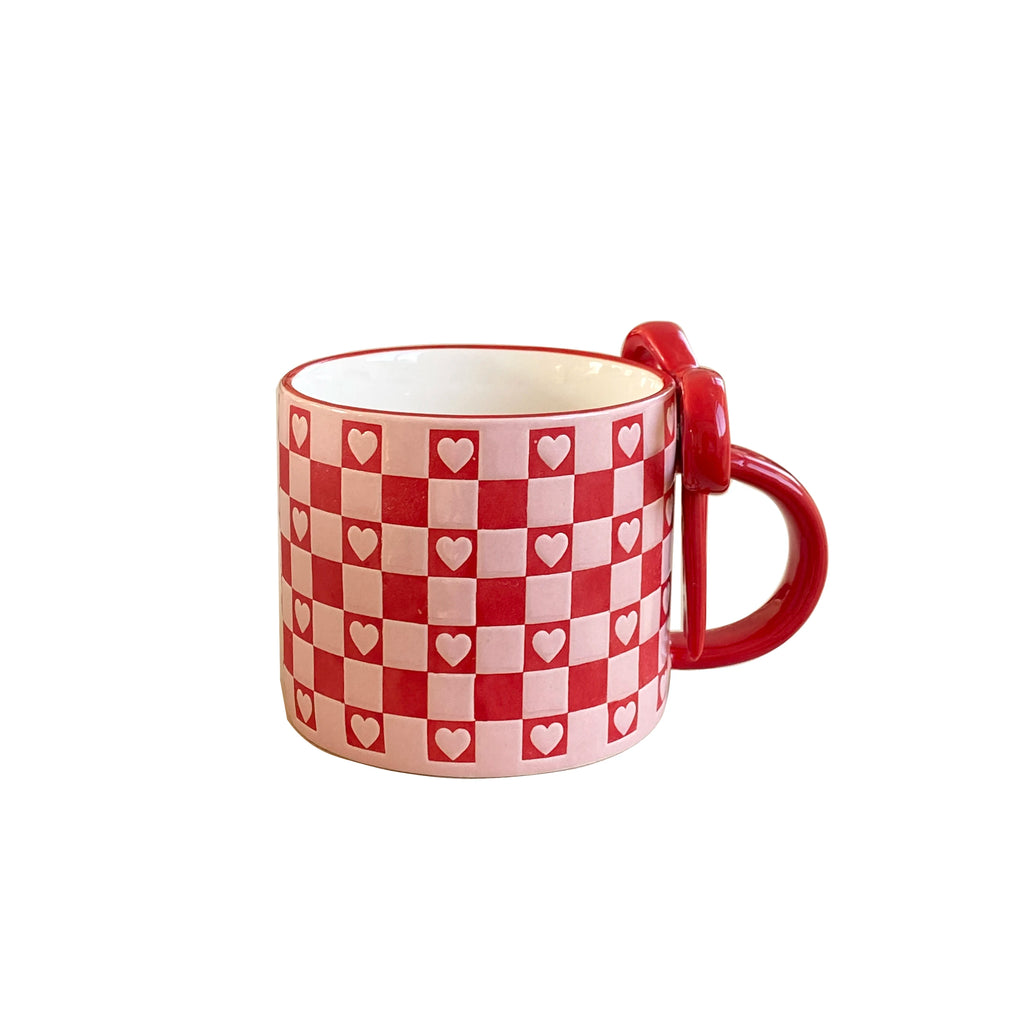 1Pc Bow Handle Heart Ceramic Mug