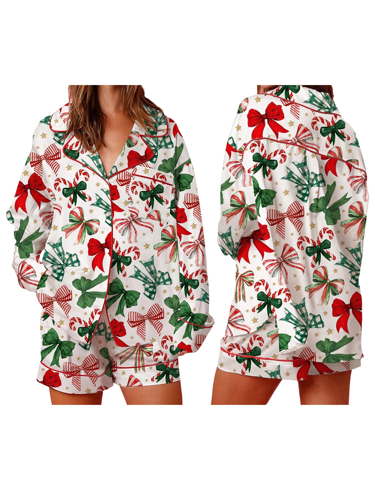 Women s Festive Holiday Pajama Set with Long Sleeve