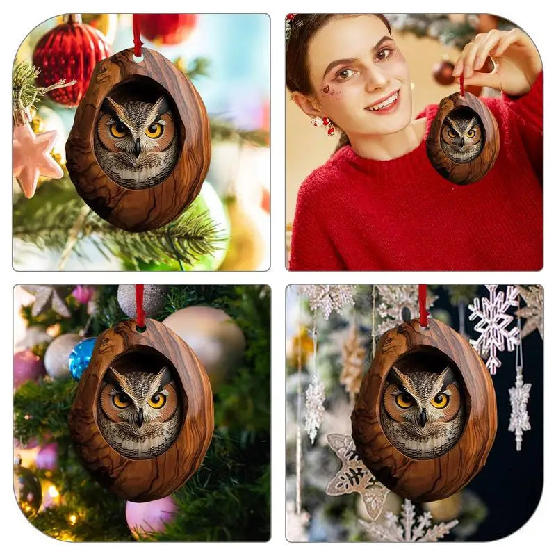 Animal Christmas Ornaments 2D Cute Christmas Acrylic Pendant Animal Raccoon