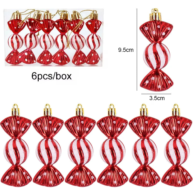6pcs Christmas Lollipop Candy Cane Pendant