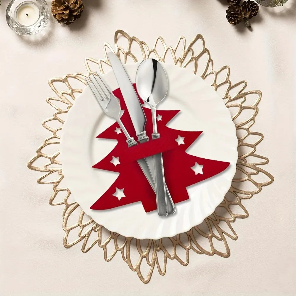 Felt Fork and Spoon Bag Set, Suitable for Christmas