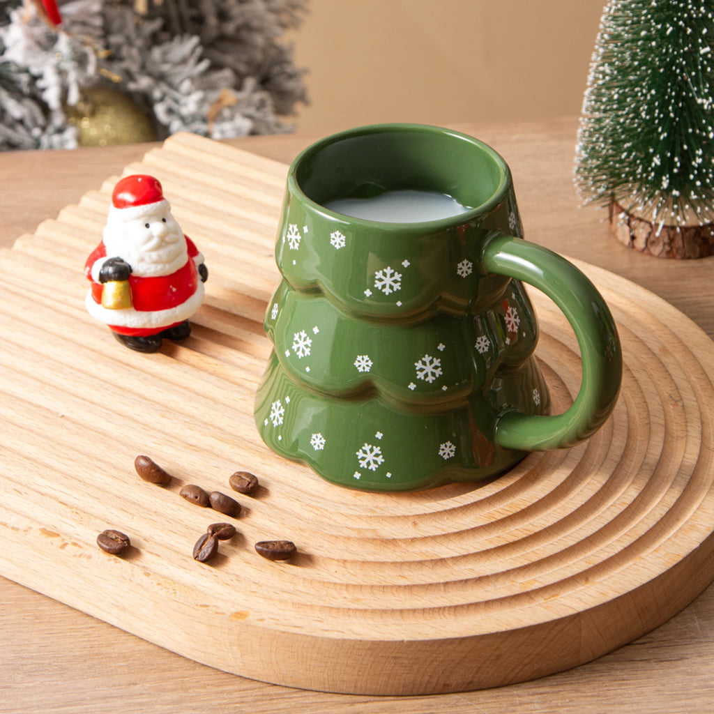 1PC Christmas Tree Shaped Mug Creative Ceramic Coffee Cup