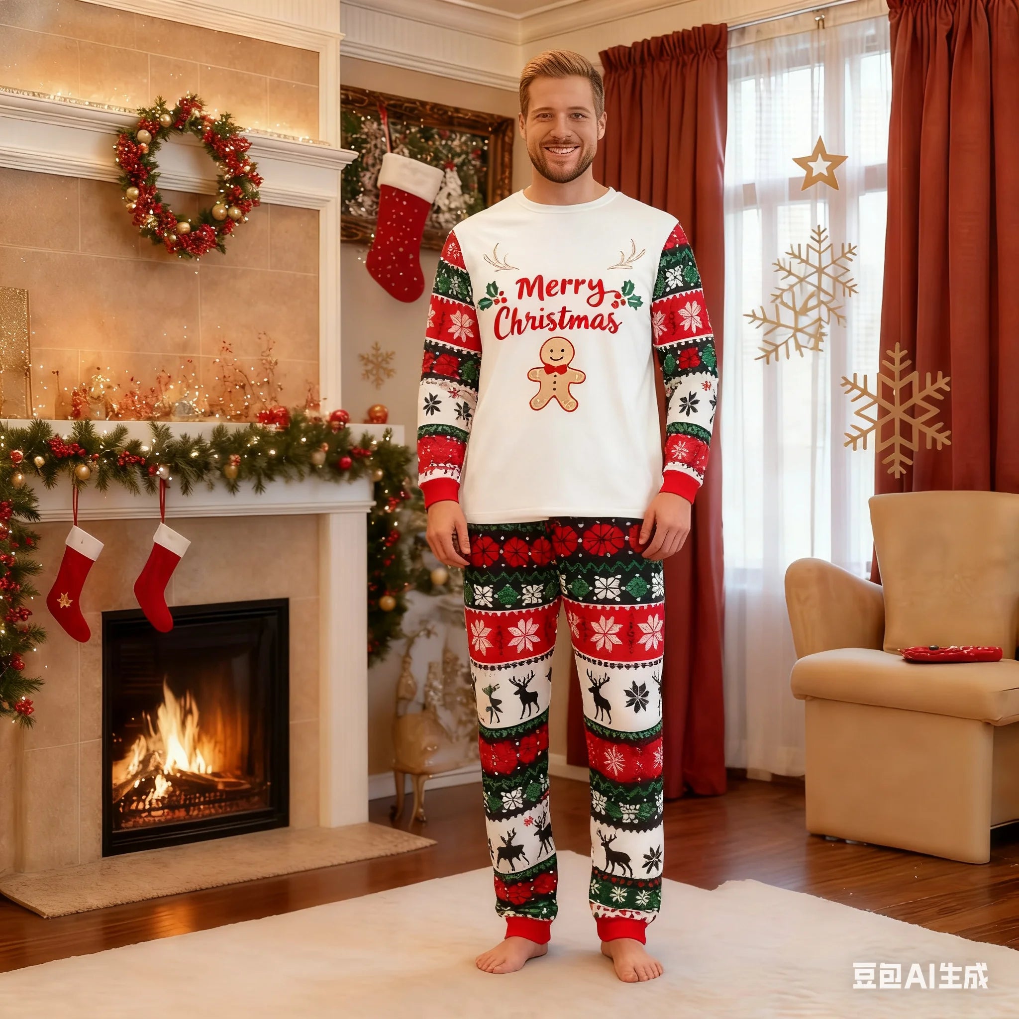 Christmas parent-child pajamas and pants set