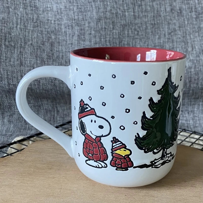 3D Relief Snoopy Christmas Mug 450ml Large Ceramic Coffee Cup